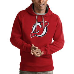 NHL Red New Jersey Devils Antigua Logo Victory Pullover Hoodie