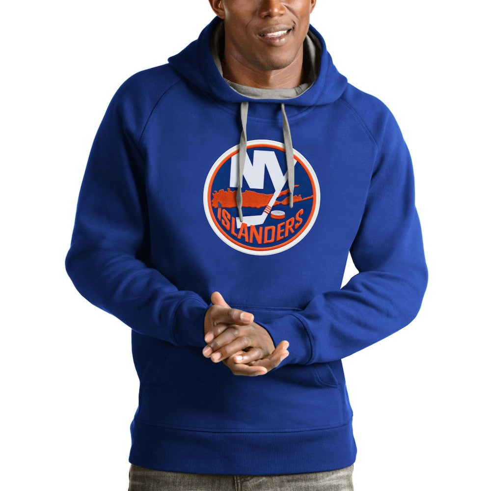 NHL Royal New York Islanders Antigua Logo Victory Pullover Hoodie