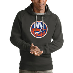 NHL Charcoal New York Islanders Antigua Logo Victory Pullover Hoodie