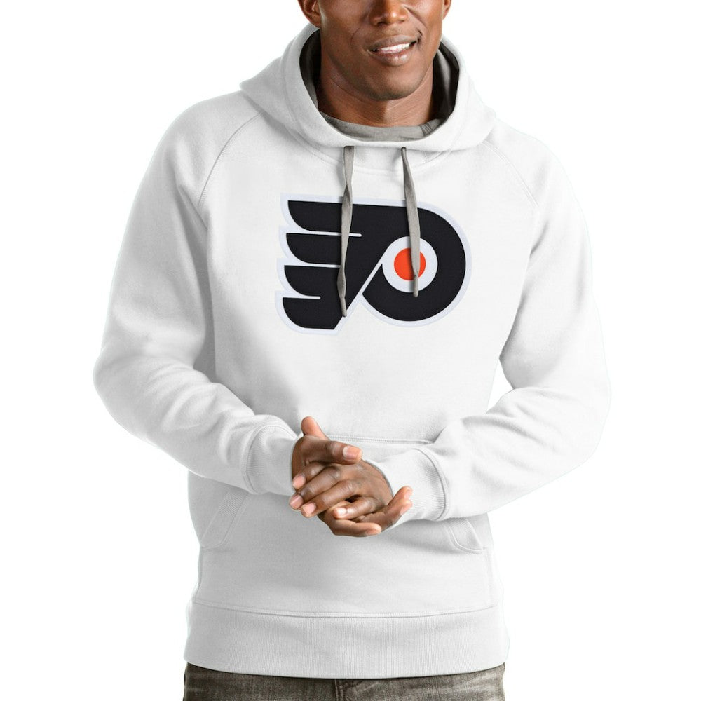 NHL White Philadelphia Flyers Antigua Logo Victory Pullover Hoodie