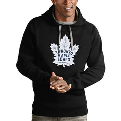 NHL Black Toronto Maple Leafs Antigua Logo Victory Pullover Hoodie