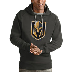 NHL Charcoal Vegas Golden Knights Antigua Logo Victory Pullover Hoodie