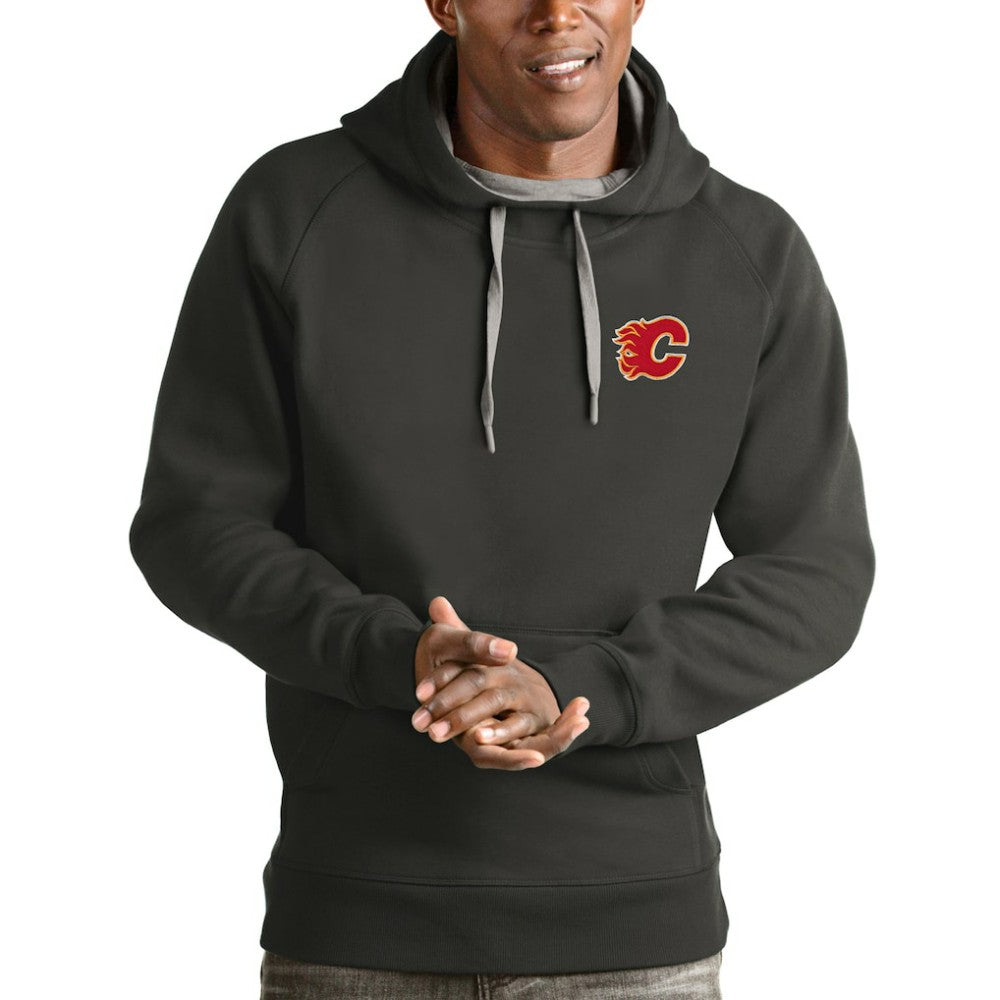 NHL Charcoal Calgary Flames Antigua Victory Pullover Hoodie