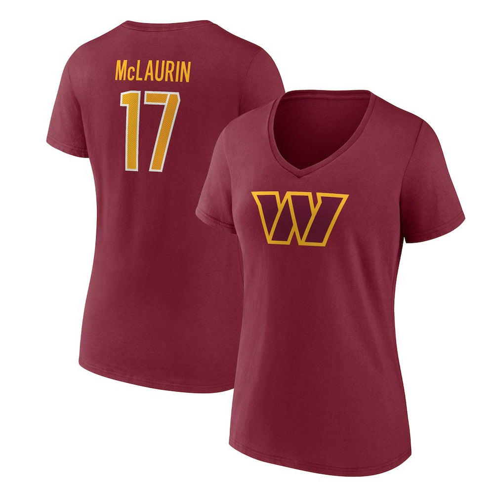 Terry McLaurin Women's Player Icon Name & Number V-Neck T-Shirt - Washington Commanders