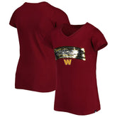Girls Youth Reverse Sequin Wordmark V-Neck T-Shirt - Washington Commanders