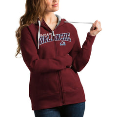 NHL Burgundy Colorado Avalanche Antigua Women's Wordmark Victory Full-Zip Hoodie