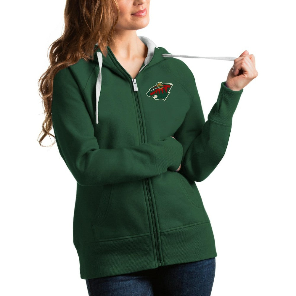 NHL Hunter Green Minnesota Wild Antigua Women's Victory Full-Zip Hoodie
