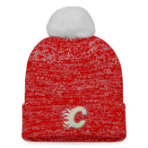 NHL Red Calgary Flames Fanatics Women's Glimmer Cuffed Knit Hat with Pom