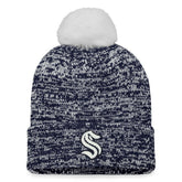 NHL Deep Sea Blue Seattle Kraken Fanatics Women's Glimmer Cuffed Knit Hat with Pom