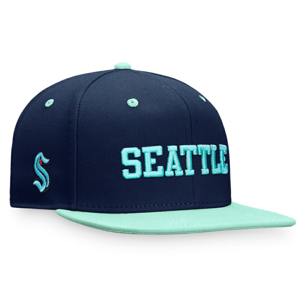 NHL Deep Sea Blue/Light Blue Seattle Kraken Fanatics Heritage City Two-Tone Snapback Hat