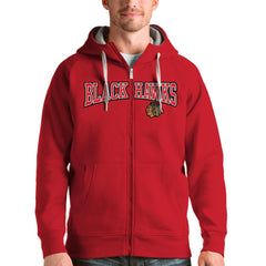 NHL Red Chicago Blackhawks Antigua Wordmark Victory Full-Zip Hoodie