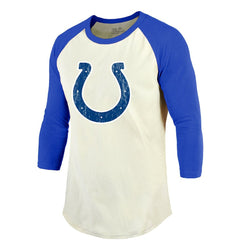 Jonathan Taylor Majestic Threads Vintage Player Name & Number Raglan 3/4-Sleeve T-Shirt - Indianapolis Colts