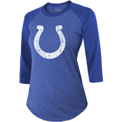Jonathan Taylor Majestic Threads Women's Player Name & Number Raglan Tri-Blend 3/4-Sleeve T-Shirt - Indianapolis Colts