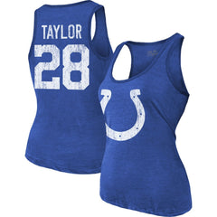 Jonathan Taylor Majestic Threads Women's Player Name & Number Tri-Blend Tank Top - Indianapolis Colts
