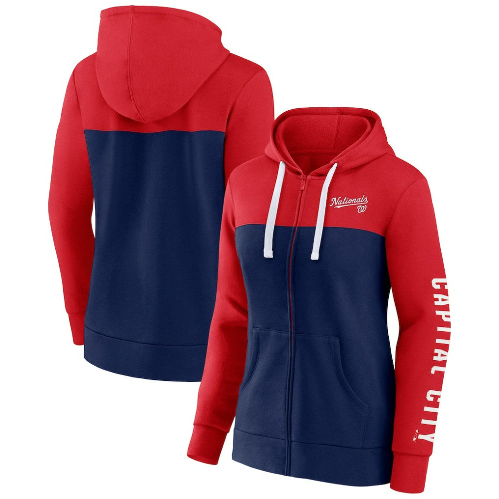 MLB Washington Nationals Fanatics Women's Take The Field Colorblocked Hoodie Full-Zip Jacket
