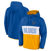 NHL Blue/Gold St. Louis Blues Fanatics Backhand Shooter Defender Anorak Raglan Hoodie Quarter-Zip Jacket