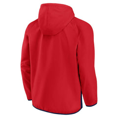 NHL Red/Navy Washington Capitals Fanatics Backhand Shooter Defender Anorak Raglan Hoodie Quarter-Zip Jacket