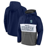 NHL Deep Sea Blue/Gray Seattle Kraken Fanatics Backhand Shooter Defender Anorak Raglan Hoodie Quarter-Zip Jacket