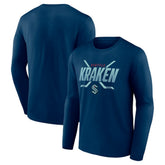 NHL Deep Sea Blue Seattle Kraken Fanatics Covert Long Sleeve T-Shirt