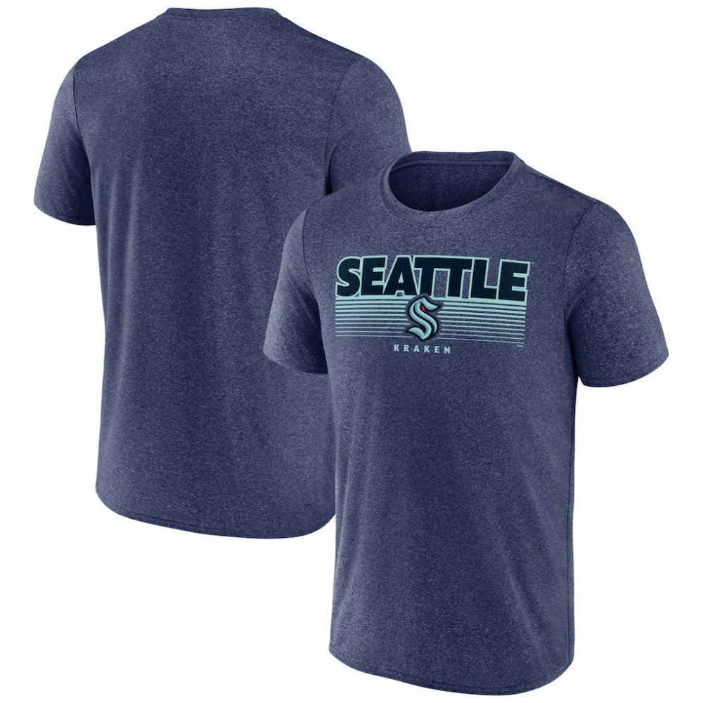 NHL Heathered Deep Sea Blue Seattle Kraken Fanatics Prodigy Performance T-Shirt