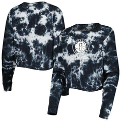NBA Brooklyn Nets Women's Tie Dye Cropped Long Sleeve T-Shirt