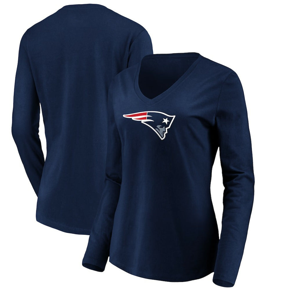 Women's Primary Team Logo Long Sleeve V-Neck T-Shirt - New England Patriots