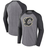 NHL Heather Gray Calgary Flames Fanatics Special Edition Long Sleeve Tri-Blend Raglan T-Shirt