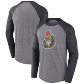 NHL Heather Gray Ottawa Senators Fanatics Special Edition Long Sleeve Tri-Blend Raglan T-Shirt