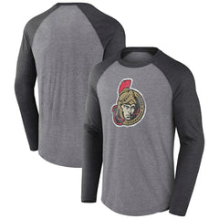 NHL Heather Gray Ottawa Senators Fanatics Special Edition Long Sleeve Tri-Blend Raglan T-Shirt