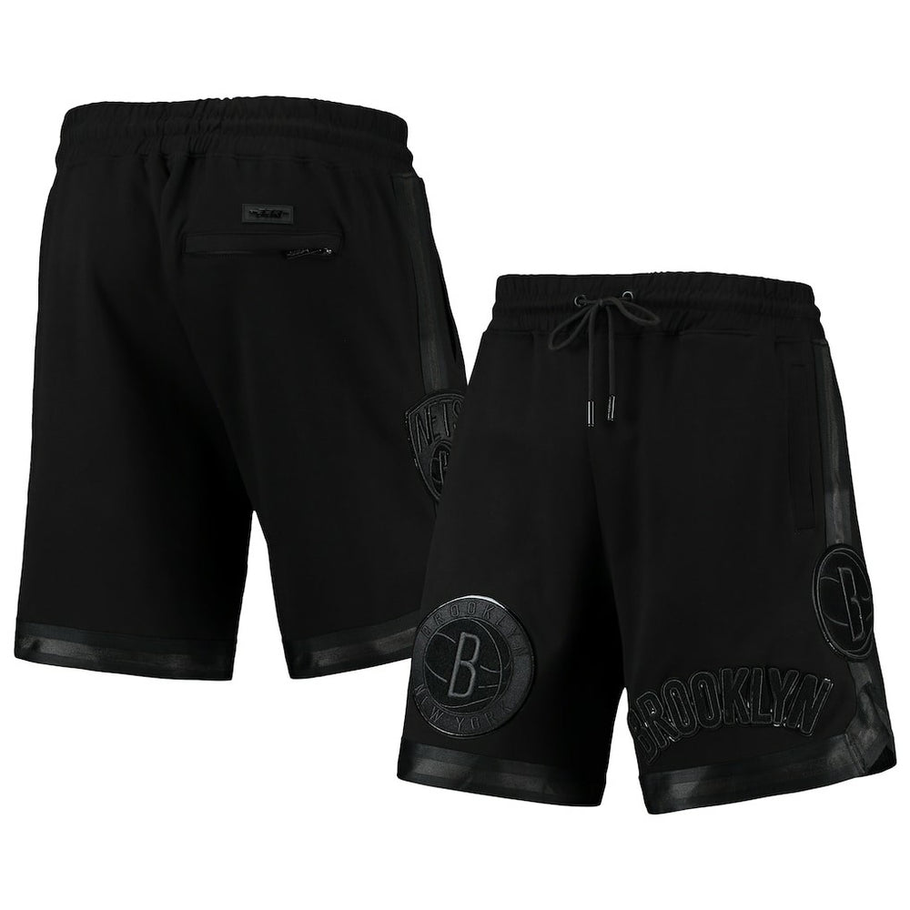 NBA Brooklyn Nets Pro Standard Triple Black Gloss Logo Shorts for sale