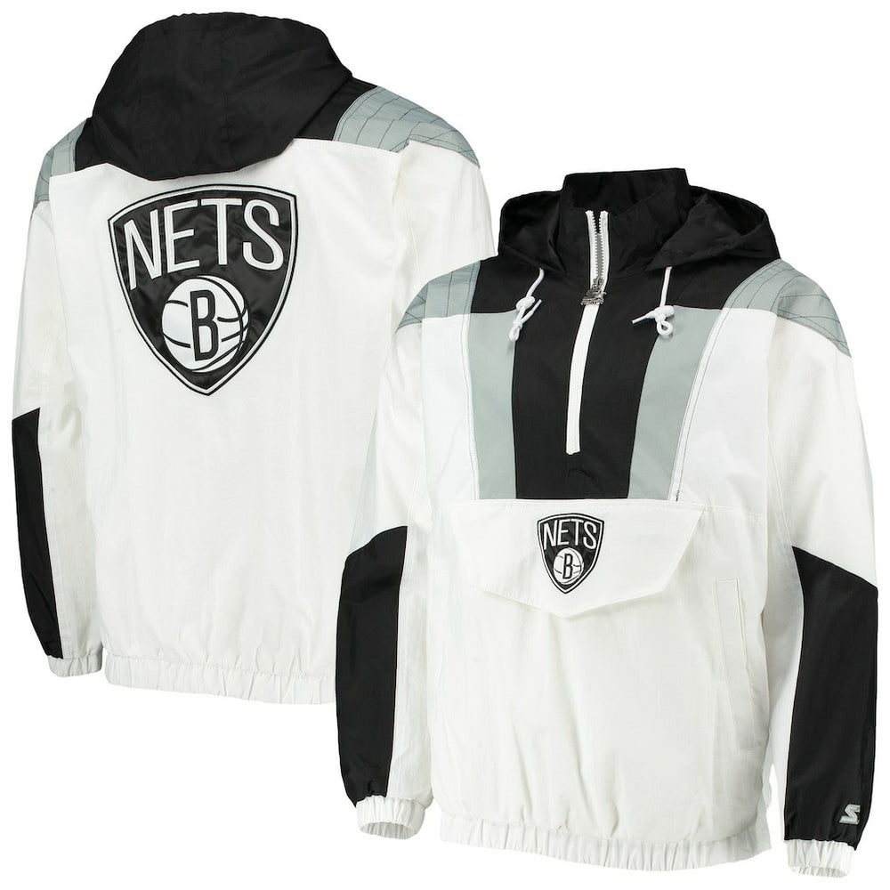 NBA Brooklyn Nets Starter Striker Crinkle Half-Zip Hoodie Jacket