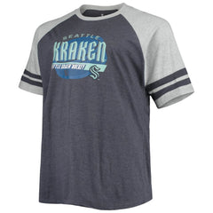 NHL Heathered Deep Sea Blue Seattle Kraken Big & Tall Raglan T-Shirt