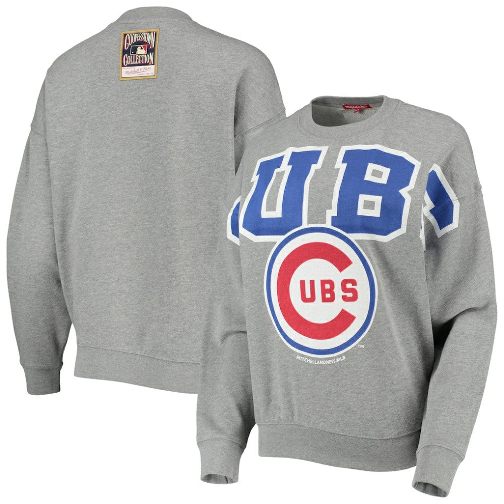 MLB Chicago Cubs Mitchell & Ness Women's Cooperstown Collection Logo Lightweight Pullover Sweatshirt