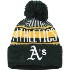 MLB Athletics New Era Youth Striped Cuffed Knit Hat with Pom
