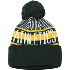 MLB Athletics New Era Youth Striped Cuffed Knit Hat with Pom