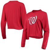 MLB Washington Nationals New Era Women's Baby Jersey Cropped Long Sleeve T-Shirt