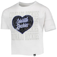 MLB Colorado Rockies New Era Girls Youth Flip Sequin Heart Crop Top