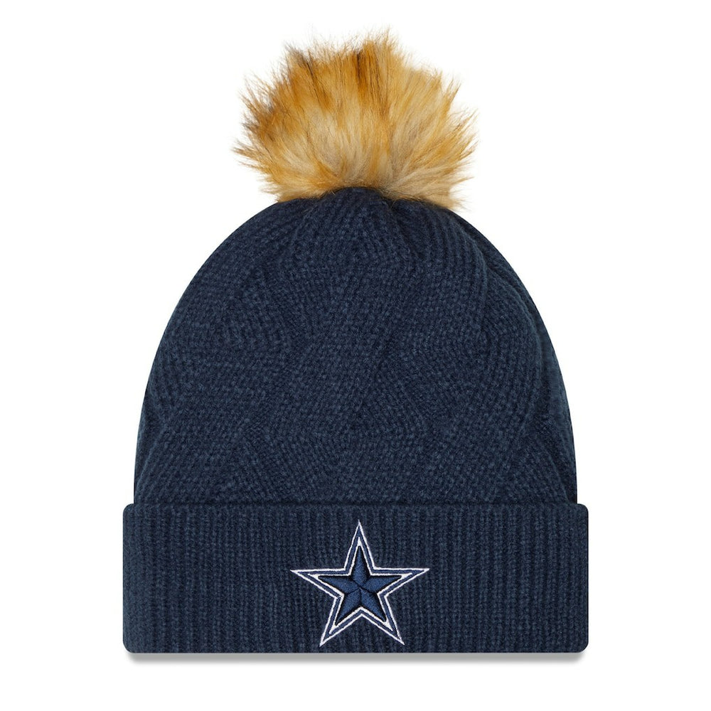Women's Snowy Cuffed Knit Hat with Pom - Dallas Cowboys