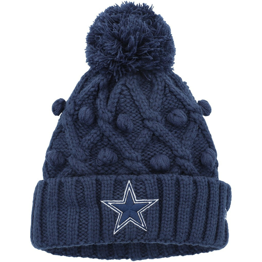Girls Youth Toasty Cuffed Knit Hat with Pom - Dallas Cowboys