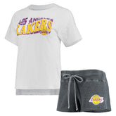 NBA Los Angeles Lakers Concepts Sport Women's Resurgence Slub Burnout Raglan Top & Shorts Sleep Set
