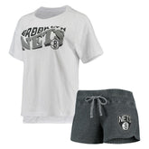 NBA Brooklyn Nets Concepts Sport Women's Resurgence Slub Burnout Raglan Top & Shorts Sleep Set