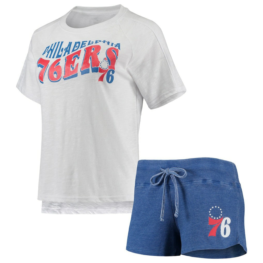 NBA Philadelphia 76ers Concepts Sport Women's Resurgence Slub Burnout Raglan Top & Shorts Sleep Set