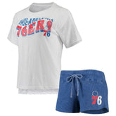 NBA Philadelphia 76ers Concepts Sport Women's Resurgence Slub Burnout Raglan Top & Shorts Sleep Set