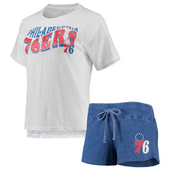 NBA Philadelphia 76ers Concepts Sport Women's Resurgence Slub Burnout Raglan Top & Shorts Sleep Set
