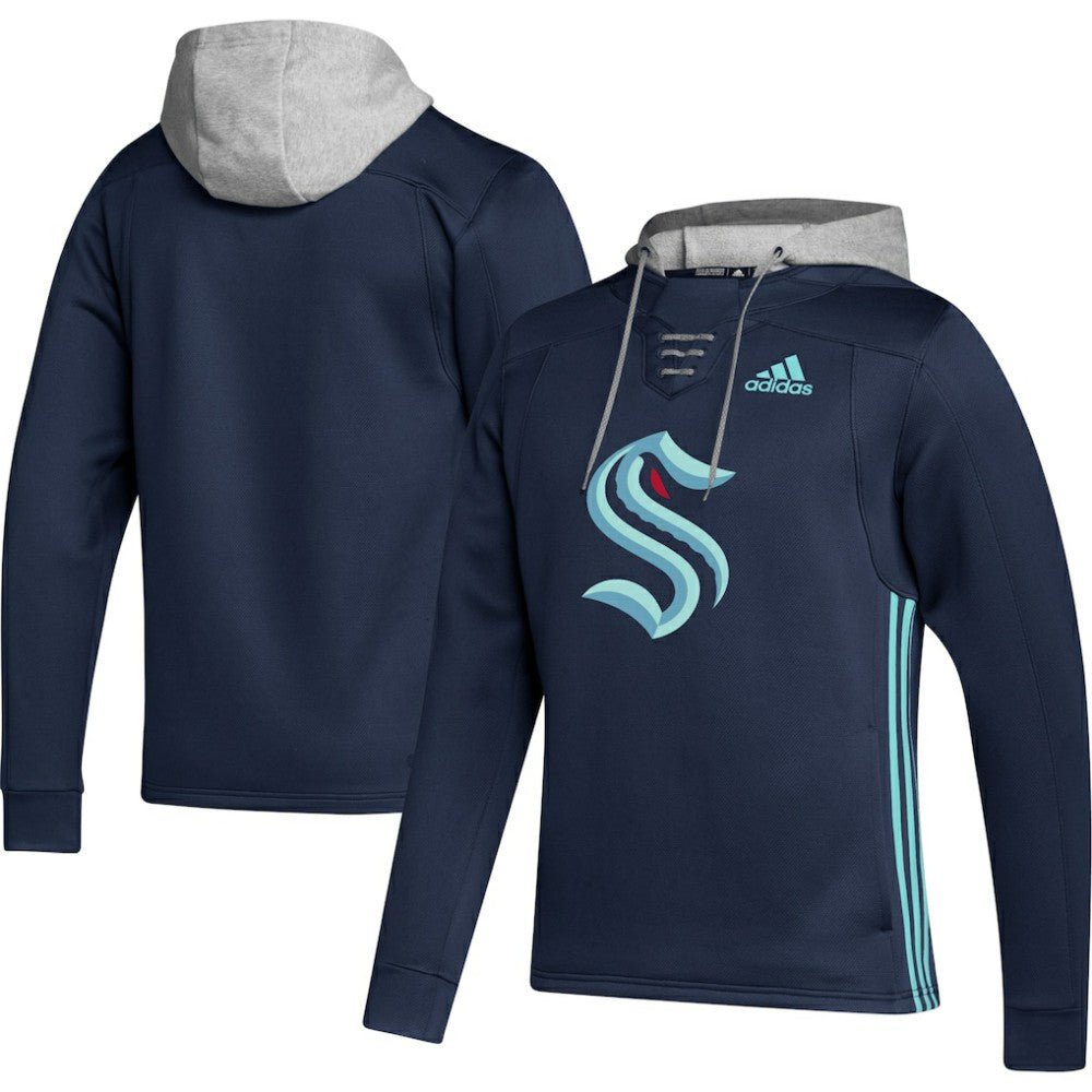 NHL Deep Sea Blue Seattle Kraken adidas Skate Lace Primeblue Team Pullover Hoodie