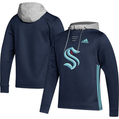 NHL Deep Sea Blue Seattle Kraken adidas Skate Lace Primeblue Team Pullover Hoodie