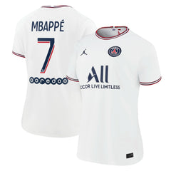Kylian Mbappé Paris Saint-Germain Jordan Brand Women's 2021/22 Fourth Replica Jersey - Jordan White