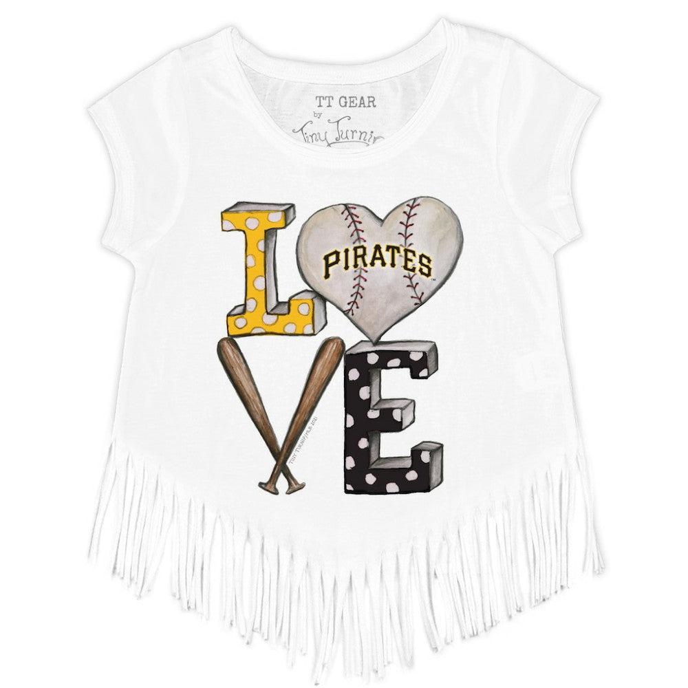 MLB Pittsburgh Pirates Tiny Turnip Girls Youth Baseball Love Fringe T-Shirt