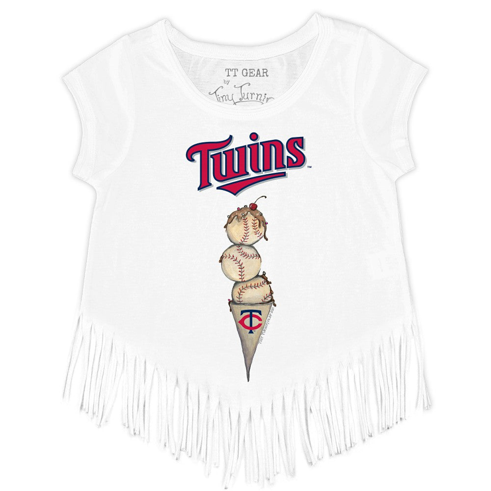 MLB Minnesota Twins Tiny Turnip Girls Youth Triple Scoop Fringe T-Shirt