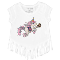 MLB Boston Red Sox Tiny Turnip Girls Youth Unicorn Fringe T-Shirt